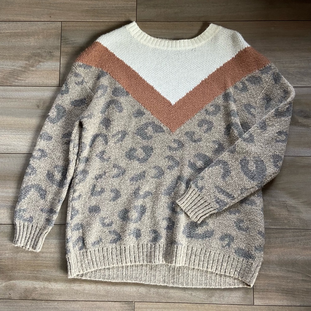 Wild Side Leopard Multi Color Block Oversized Sweater